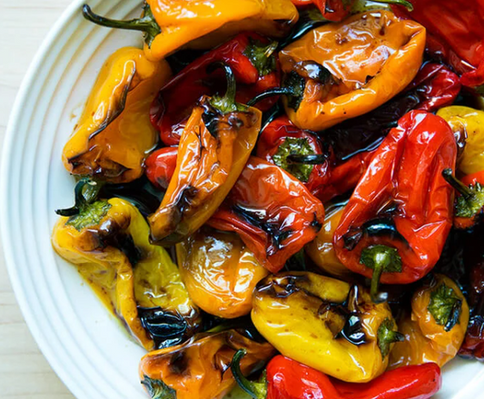 Roasted Baby Peppers with Vines & Groves Balsamic Vinegar
