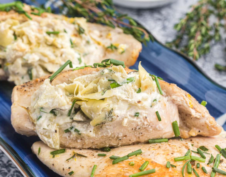 Stuffed Chicken Breasts with Vines & Groves Lemon Artichoke Spread