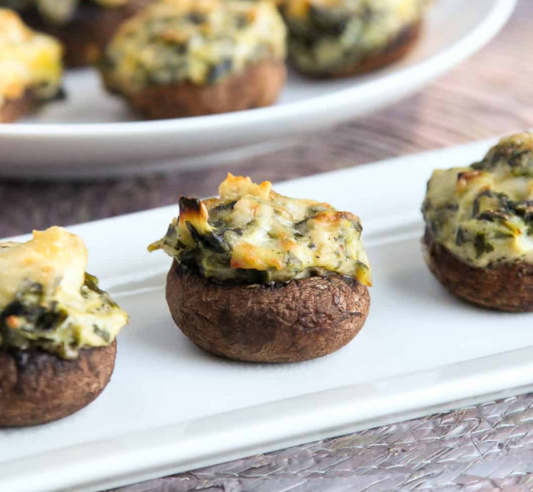 Stuffed Mushrooms with Vines & Groves Lemon Artichoke Spread